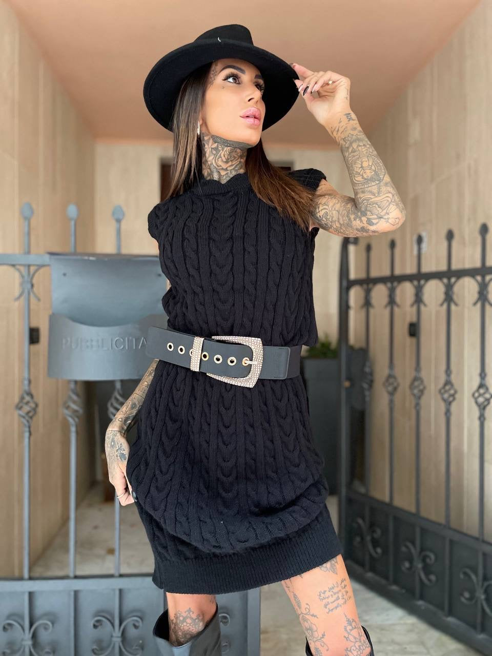 Completo abito e cardigan nero - R.a. Boutique 