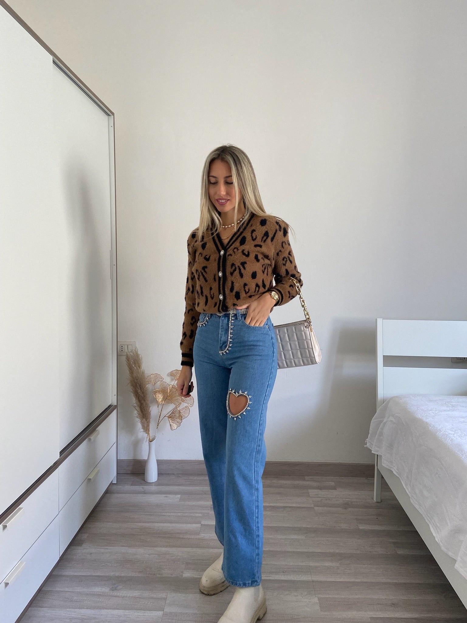 Jeans con strass e cuore - R.a. Boutique 