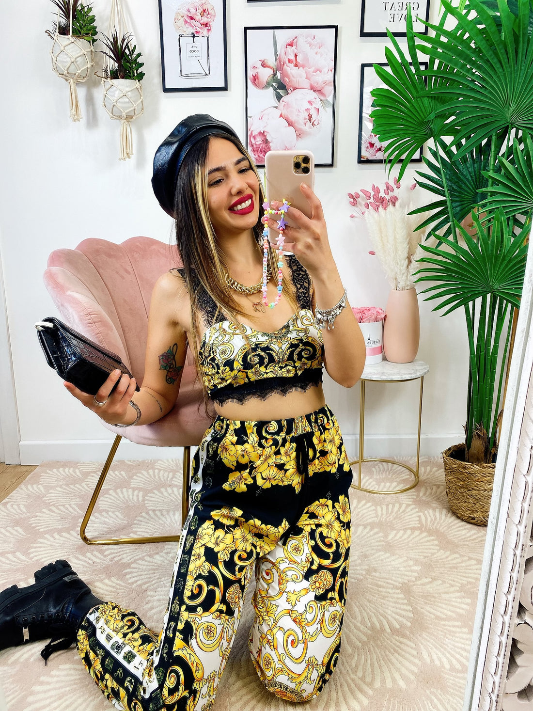 Completo Top e Pantalone etnico base Nera - R.a. Boutique 