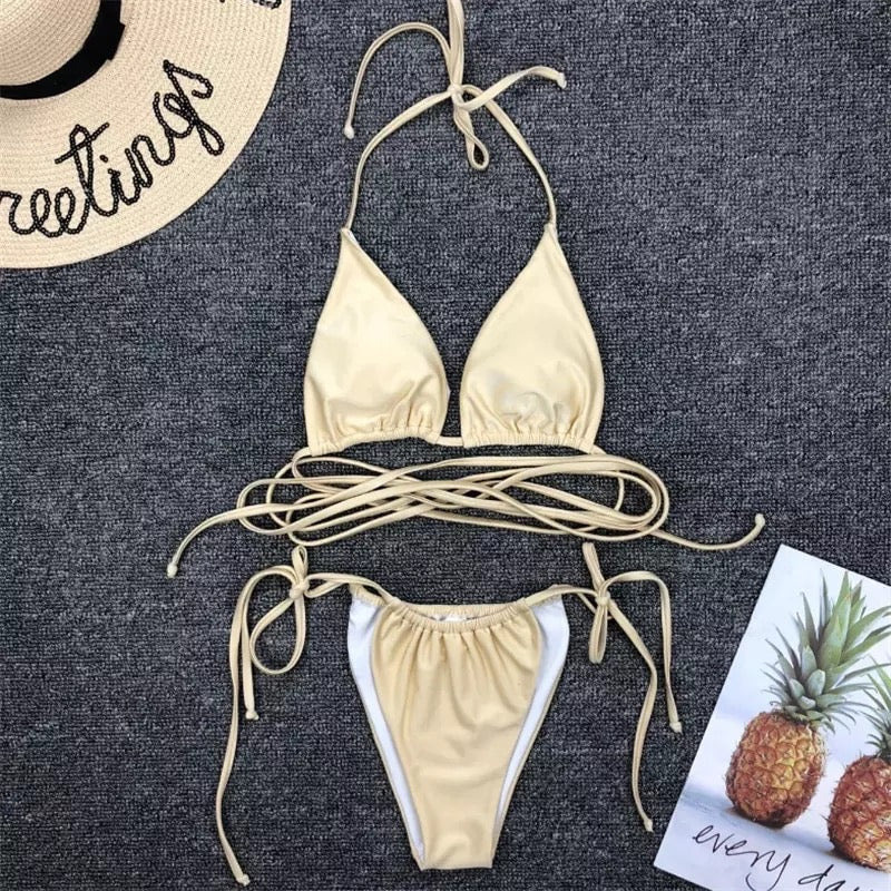 Bikini con incroci oro - R.a. Boutique 