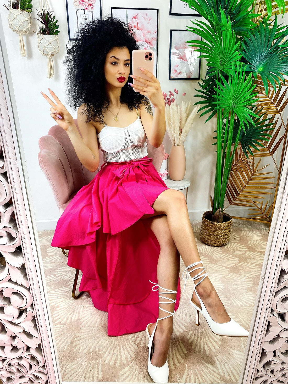 Gonna asimmetrica Fuxia con fiocco - R.a. Boutique 