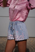 Short in jeans con fiori - R.a. Boutique 