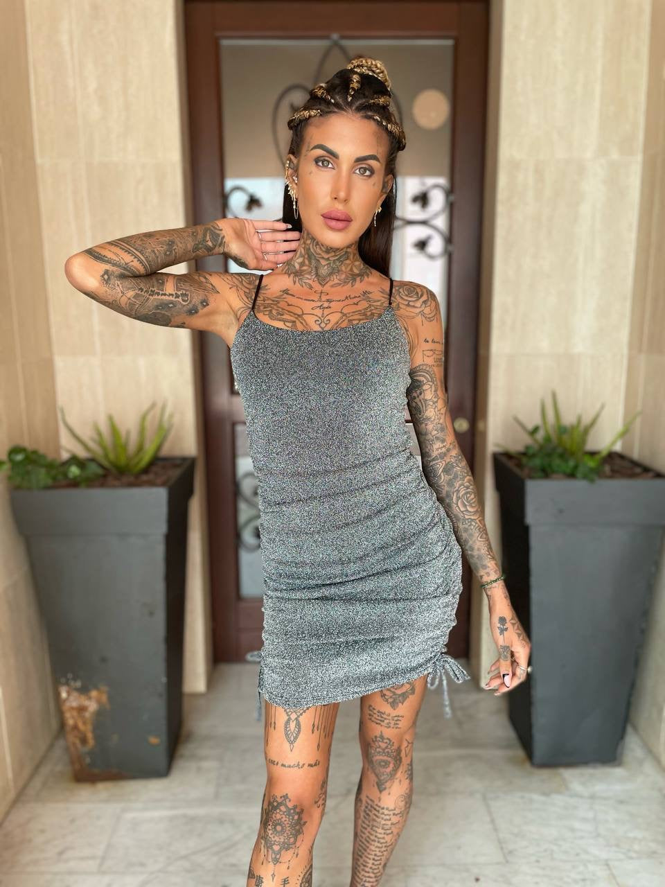 Abito glitter con arricciature - R.a. Boutique 