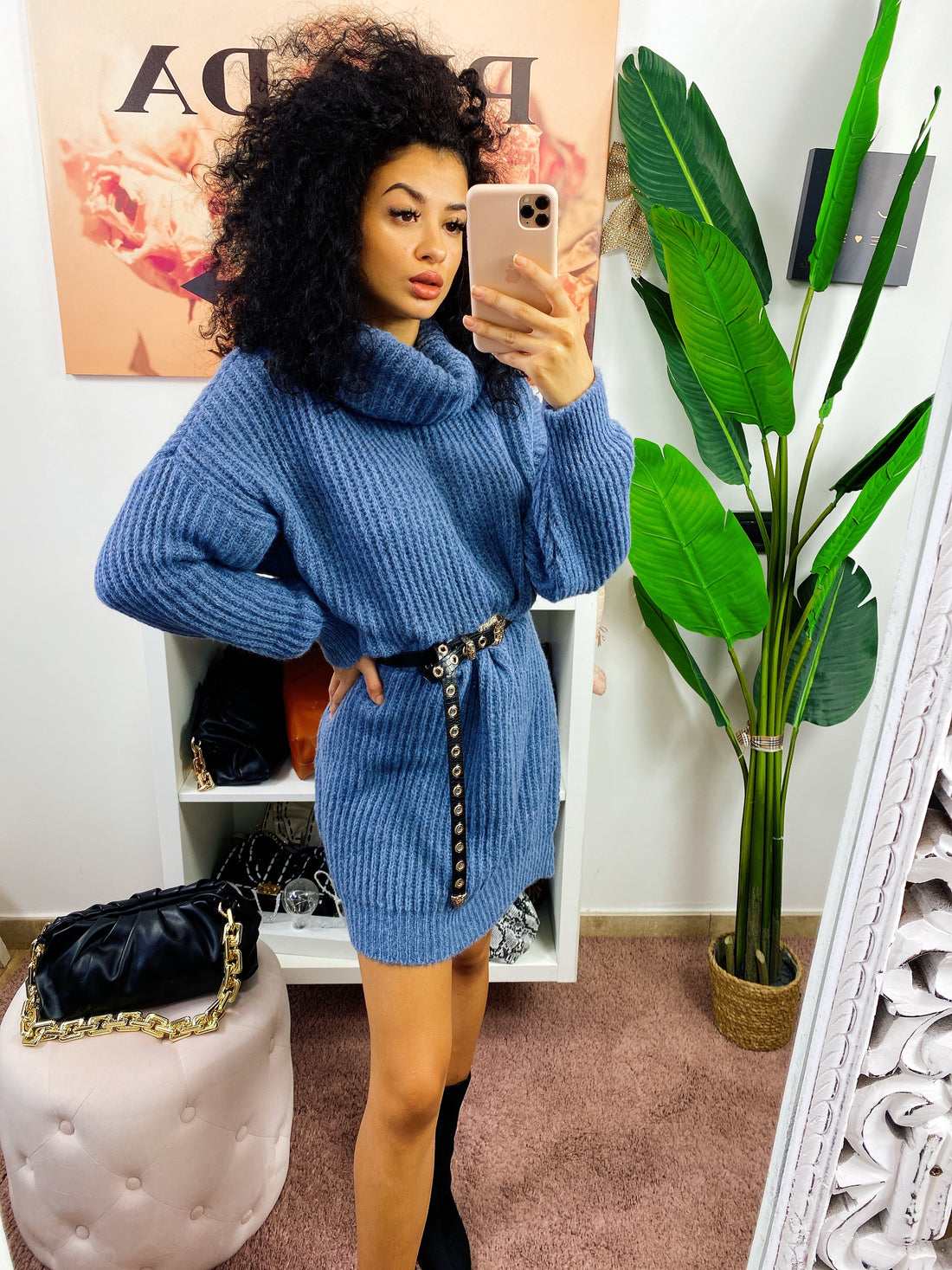 Abito in maglia collo alto antracite - R.a. Boutique 