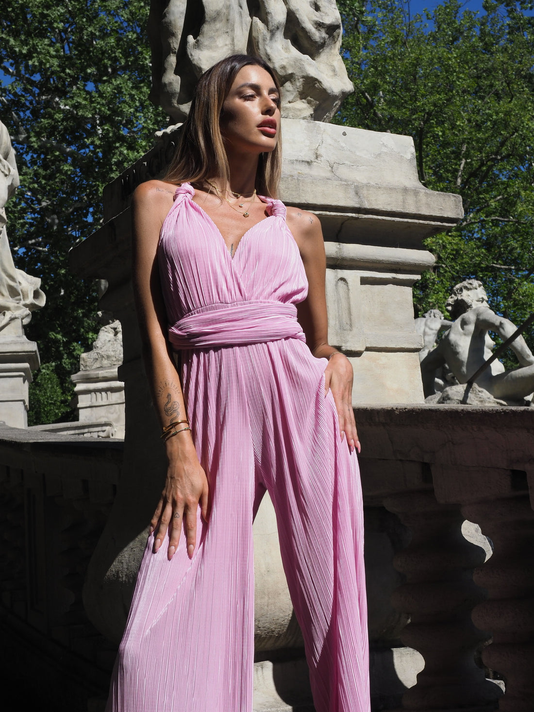 Tuta red carpet rosa plissè - R.a. Boutique 