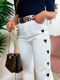 Jeans Bianco con cuori Neri - R.a. Boutique 