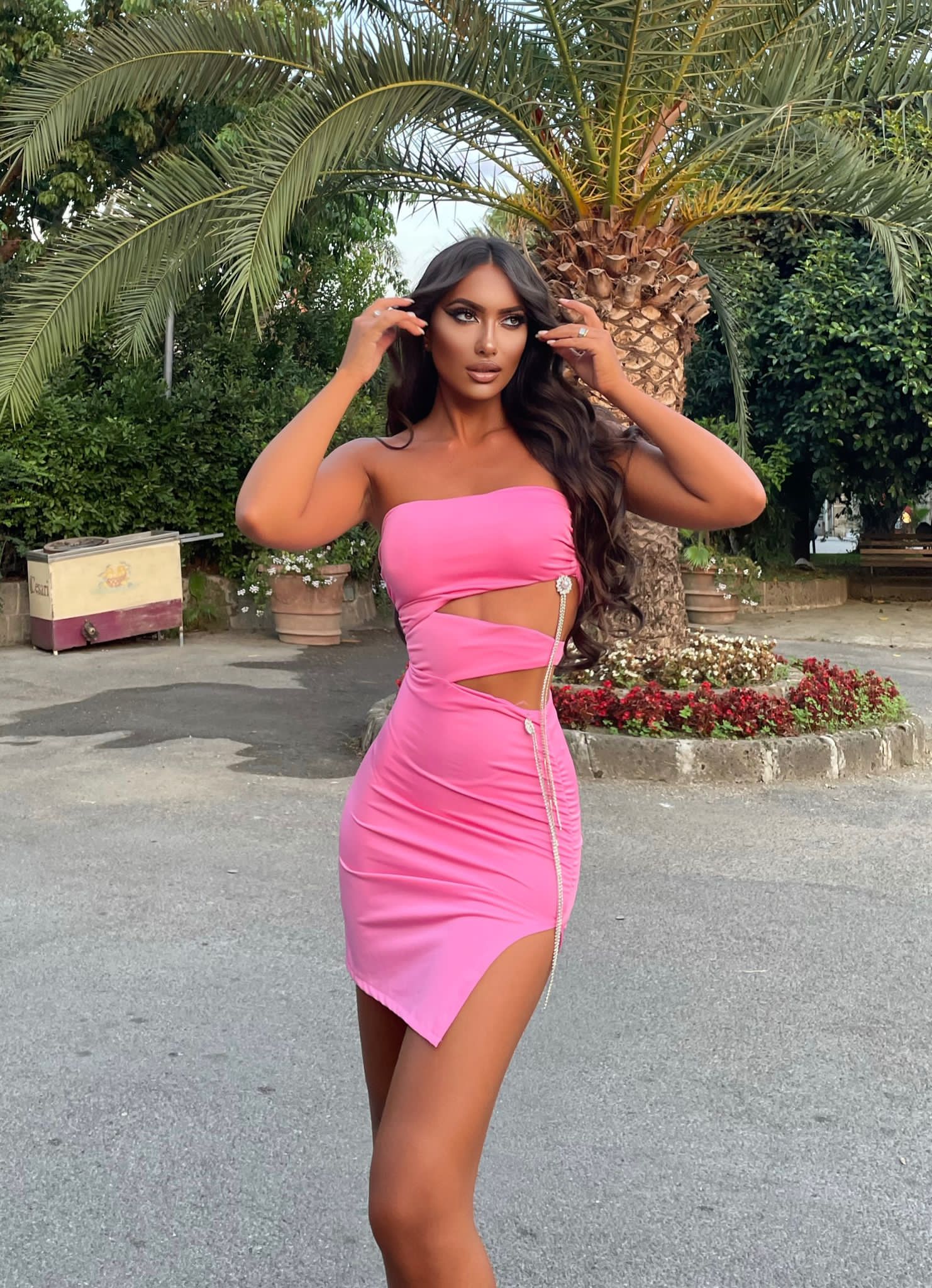 Abito a fascia rosa con ciondoli - R.a. Boutique 