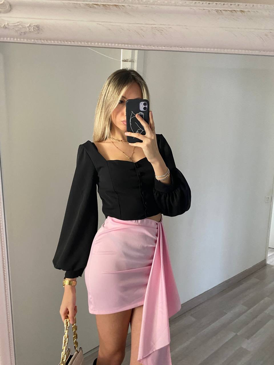 Top con bottoncini nero - R.a. Boutique 