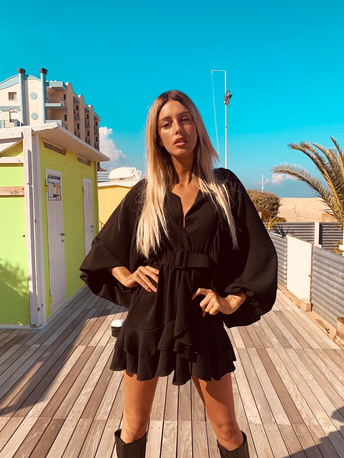 Abito manica ampia con cintura - R.a. Boutique 