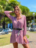 Maxi camicione a quadri bordeaux - R.a. Boutique 