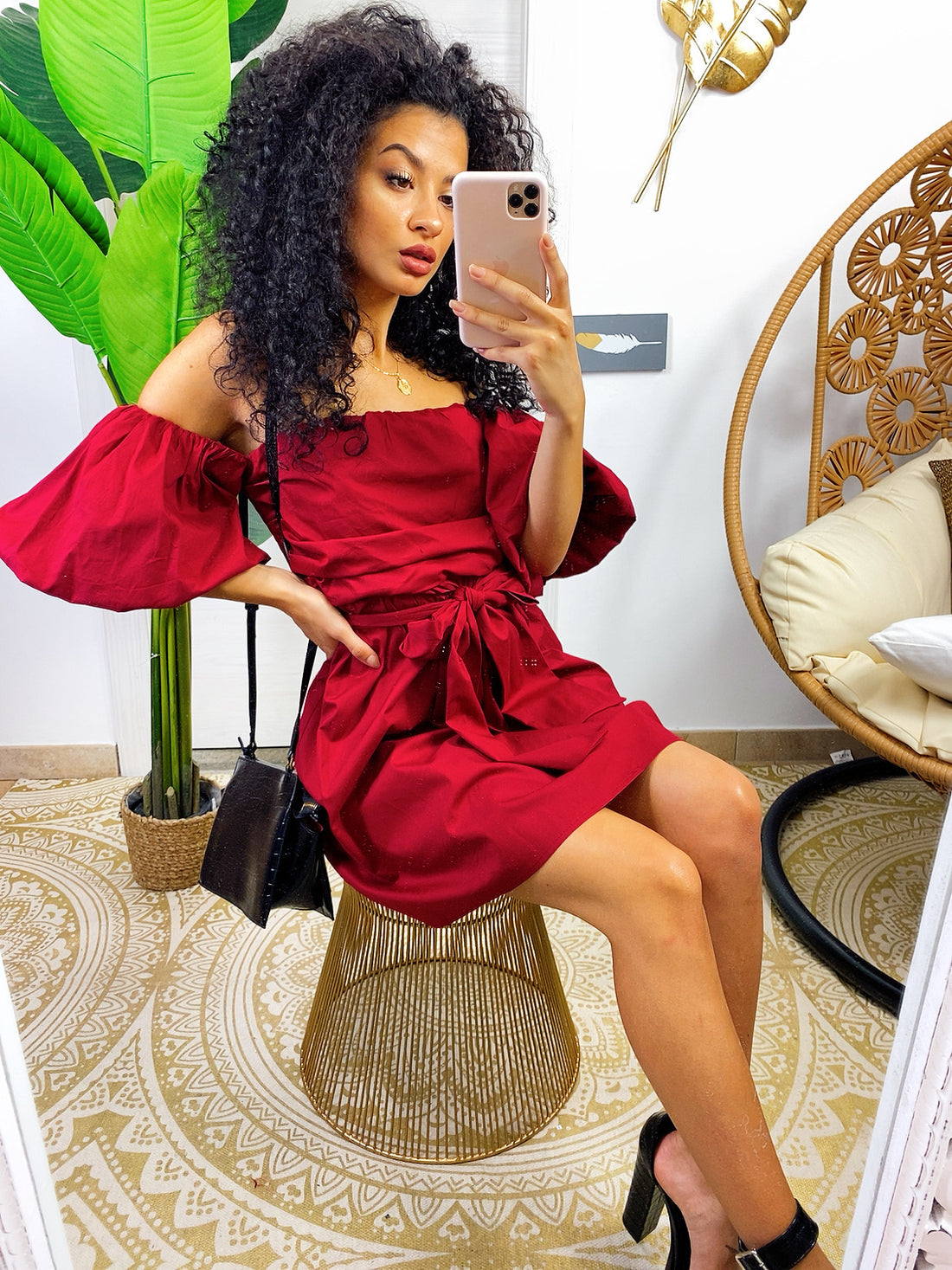 Abito con scollo a barchetta bordeaux - R.a. Boutique 