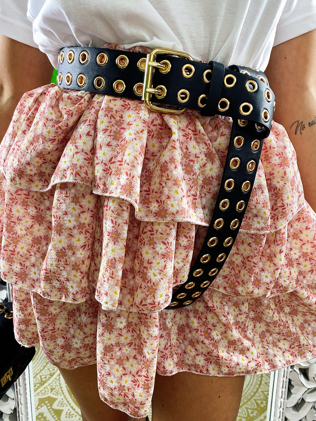 Gonna a balze fiori rosa - R.a. Boutique 