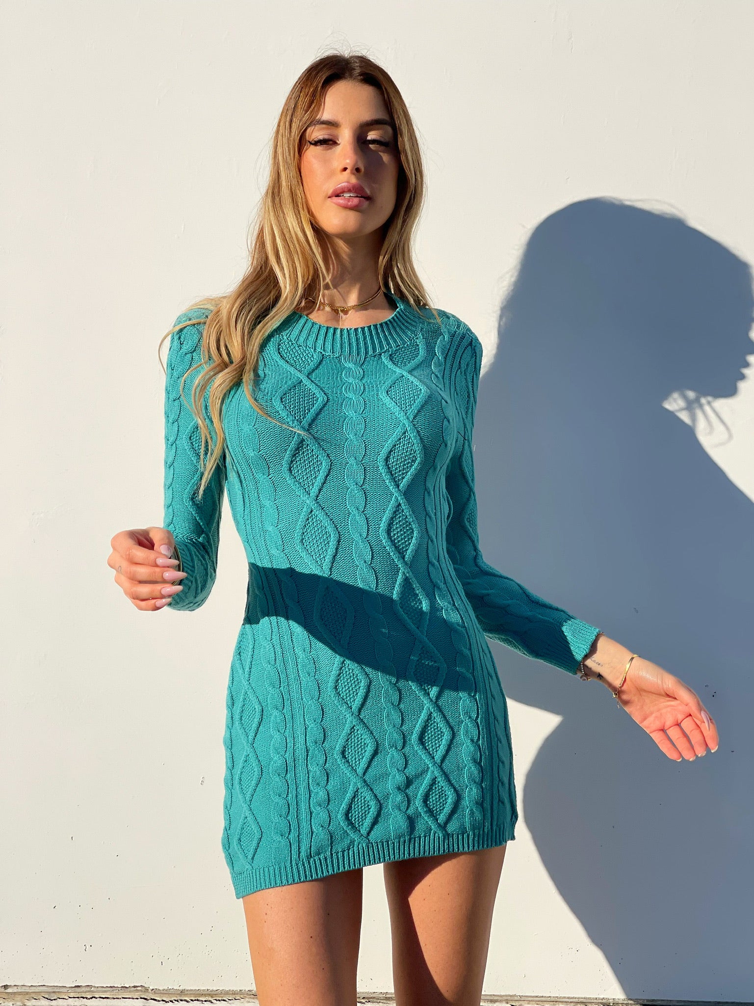 Abito a trecce schiena aperta petrolio - R.a. Boutique 