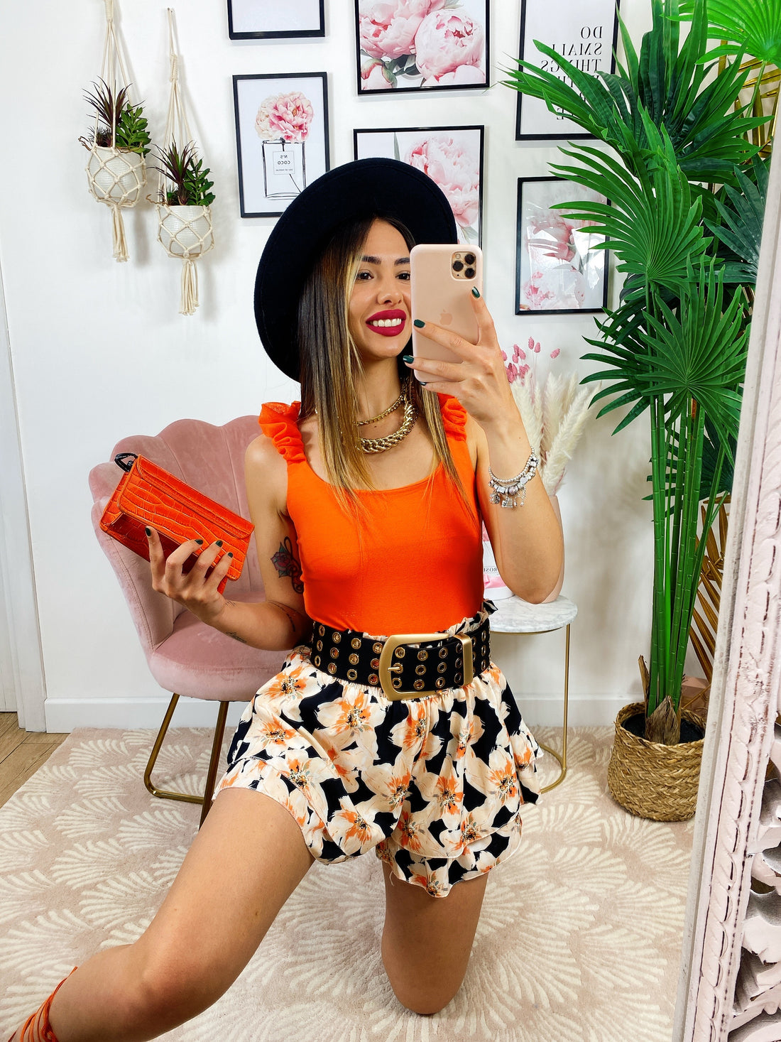 Body con voilant Arancio - R.a. Boutique 