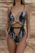 Body intero con incroci nero grigio - R.a. Boutique 