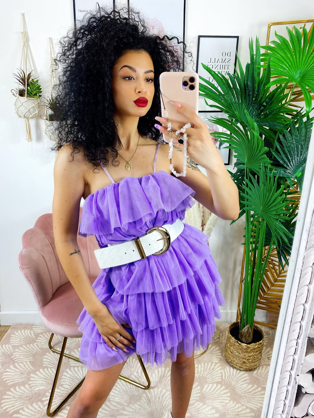 Abito in tulle a balze Venere lilla - R.a. Boutique 