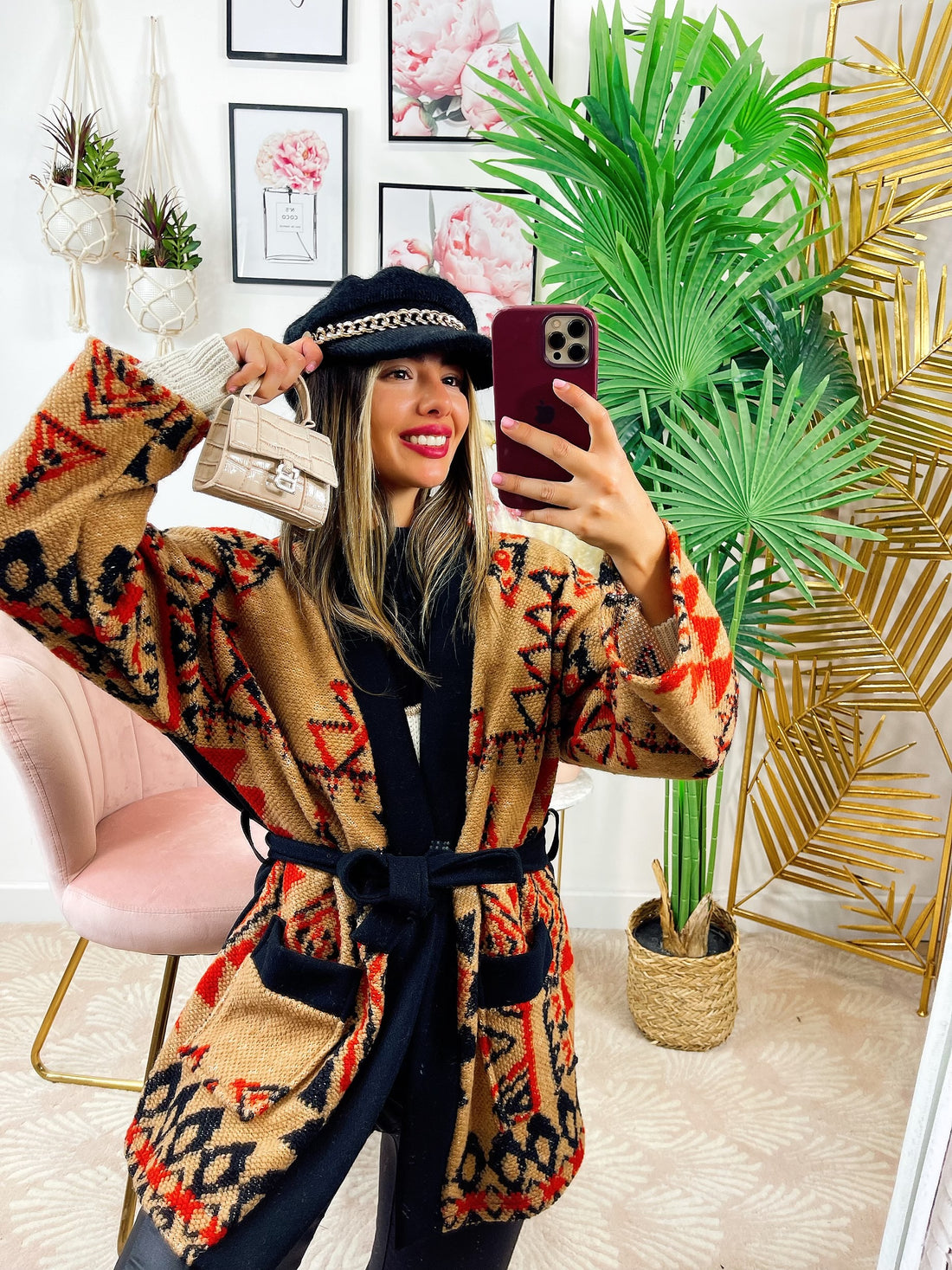 Cappottino nero dettaglio camel e rosso - R.a. Boutique 