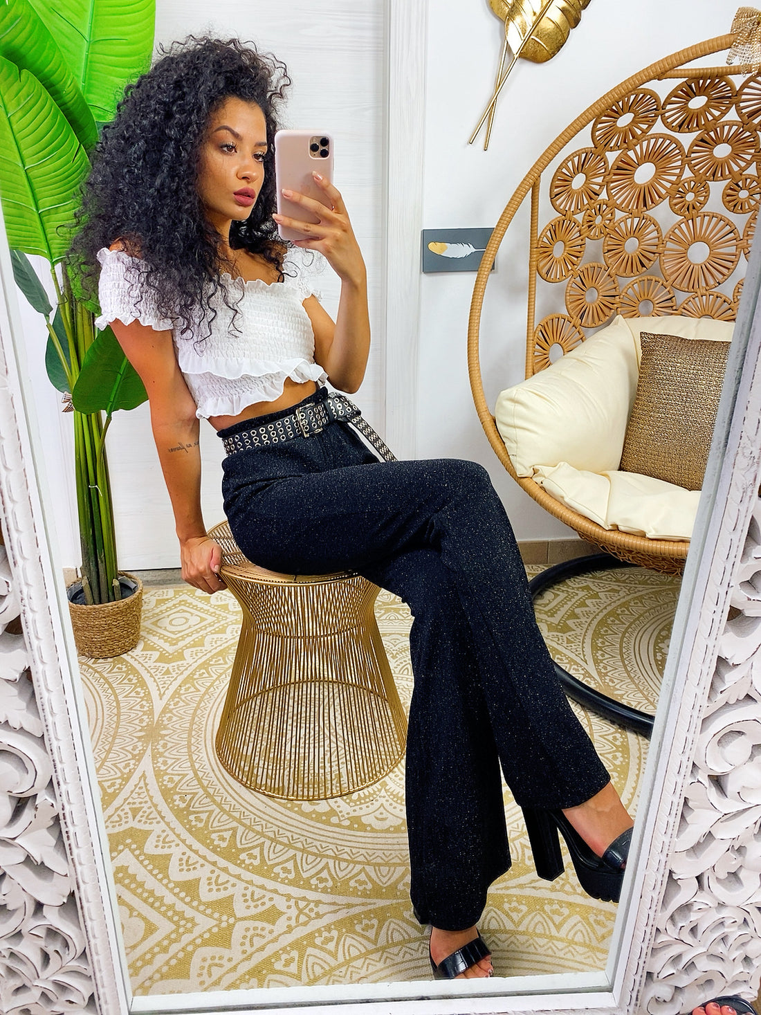 Pantalone a zampa nero - R.a. Boutique 