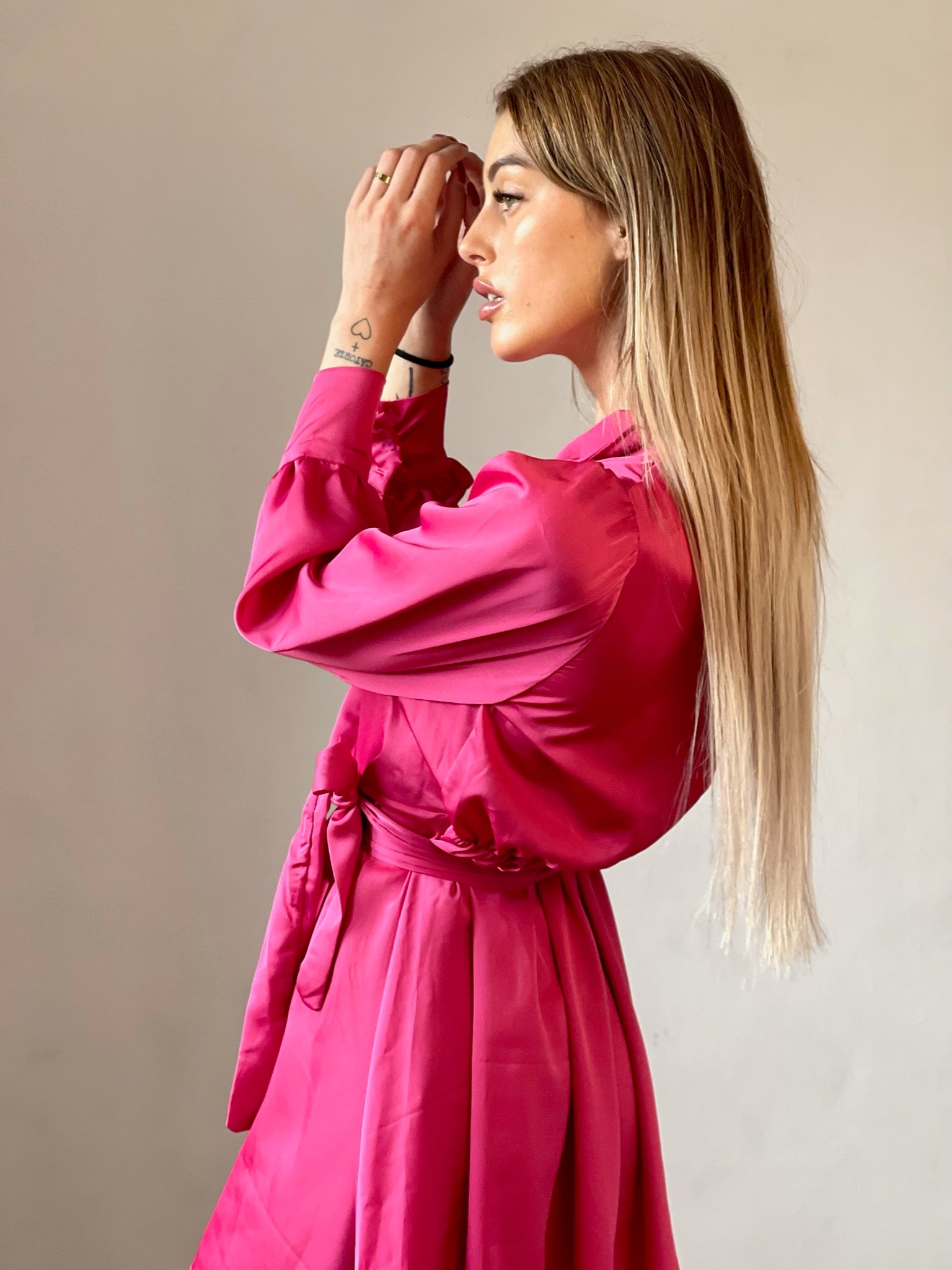 Abito in raso fuxia - R.a. Boutique 