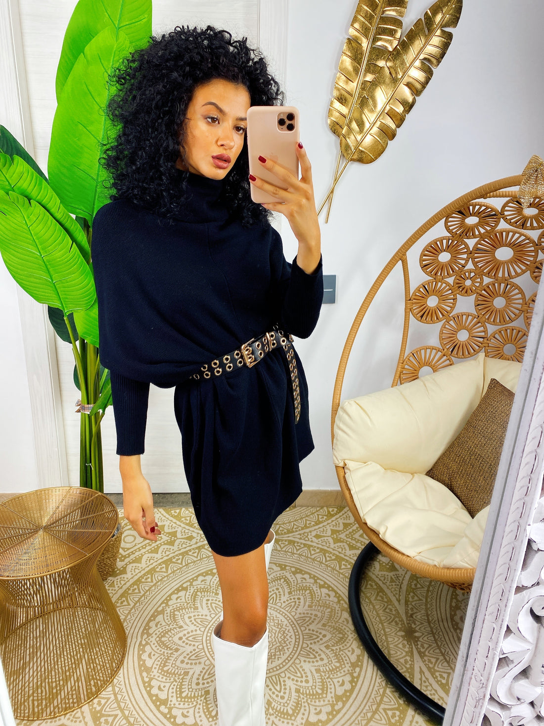 Abito in maglia manica ampia nero - R.a. Boutique 