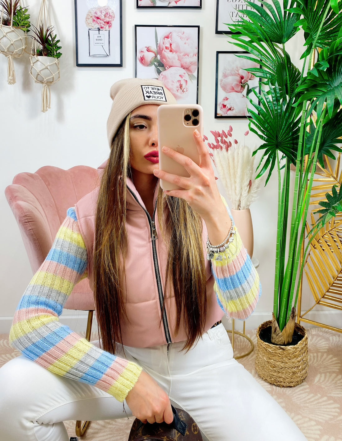 Bomber in ecopelle smanicato Rosa - R.a. Boutique 