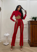 Completo top e pantalone lace rosso - R.a. Boutique 