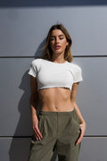 Top crop bianco manica corta - R.a. Boutique 