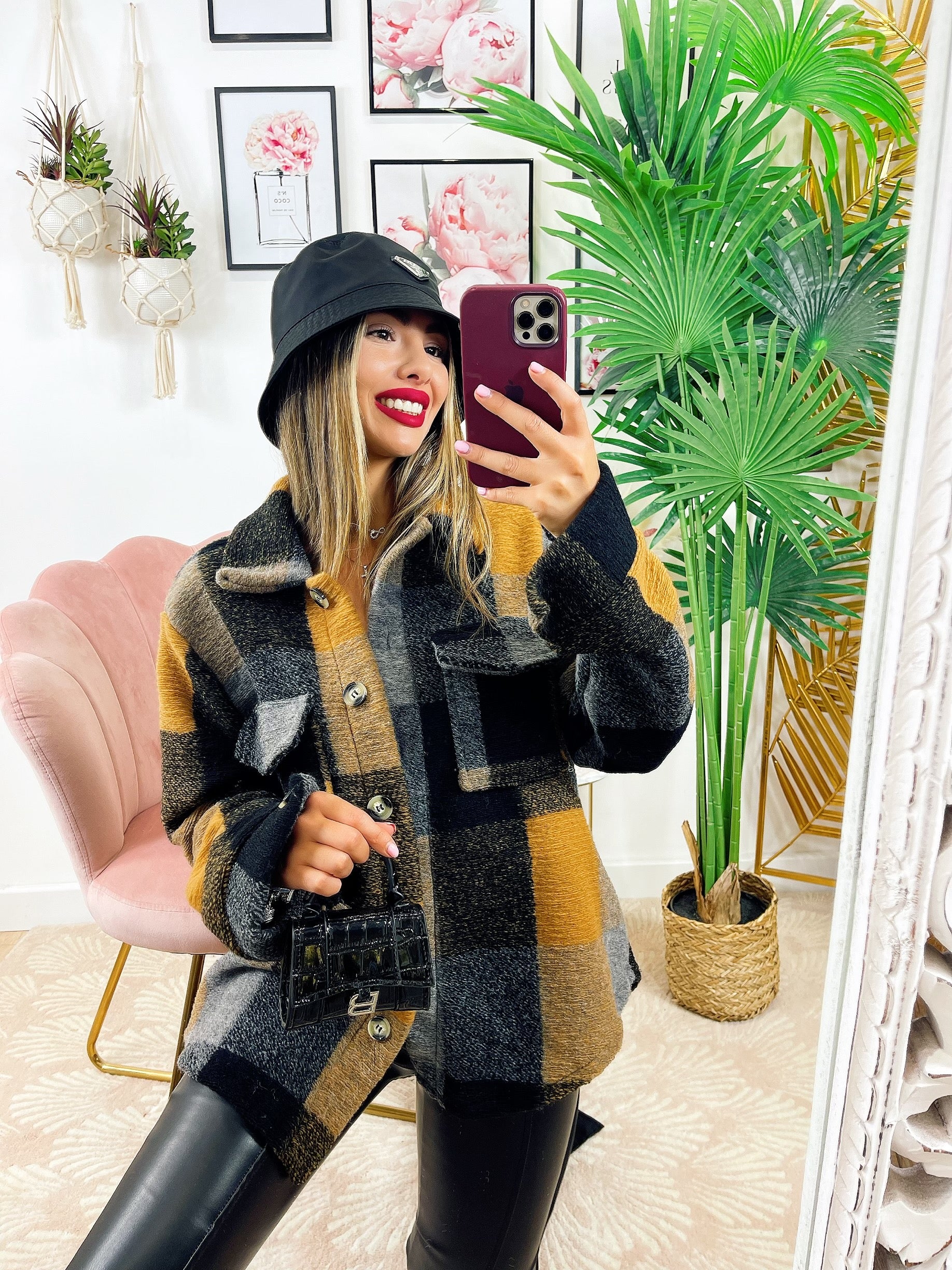 Giacca a quadri Senape nero - R.a. Boutique 