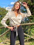 Top in raso beige - R.a. Boutique 