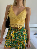 Top in pizzo giallo con pizzo - R.a. Boutique 