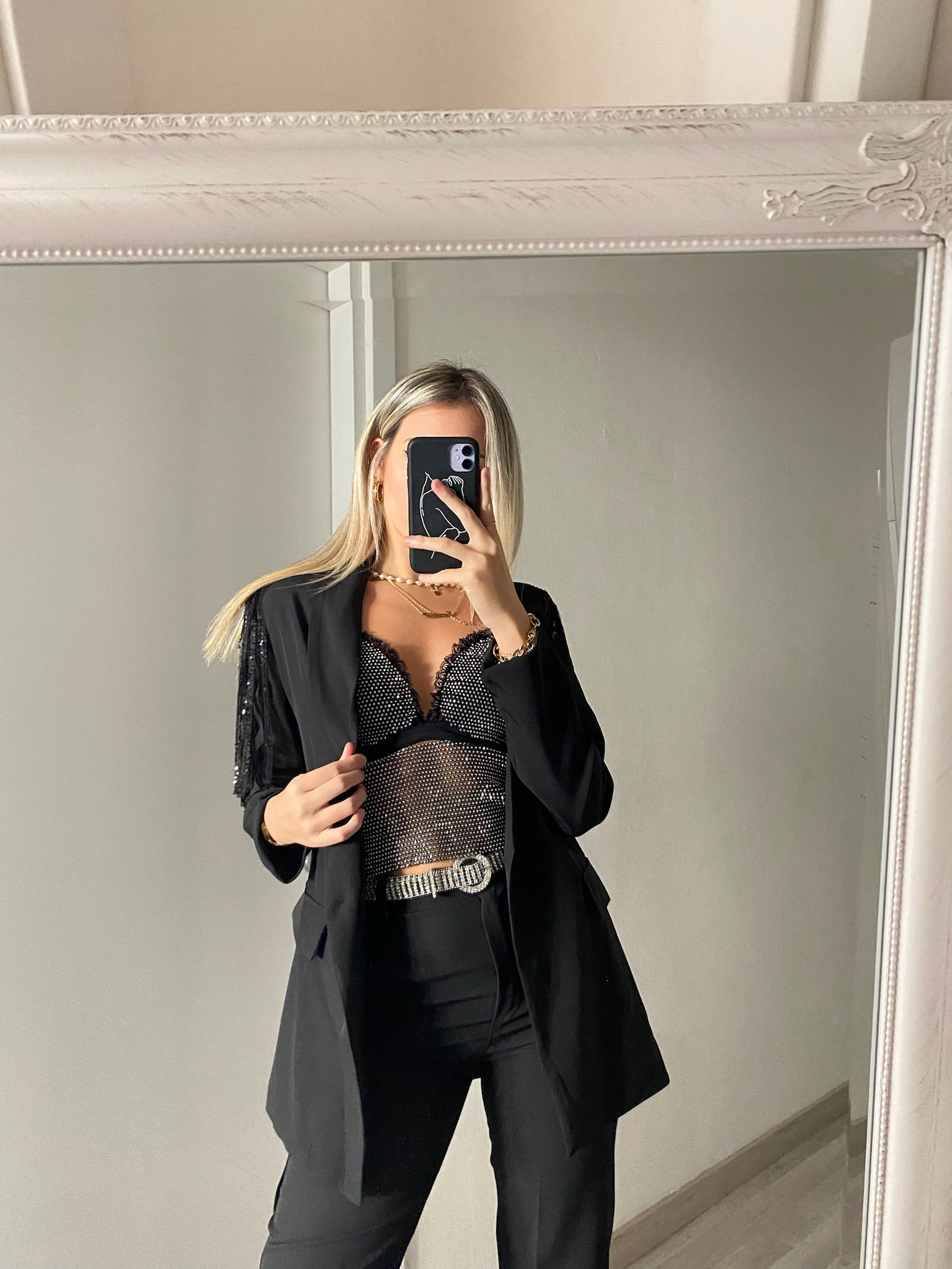 Blazer Completo Giacca E Pantalone Paillettes Tailleur Donna Set