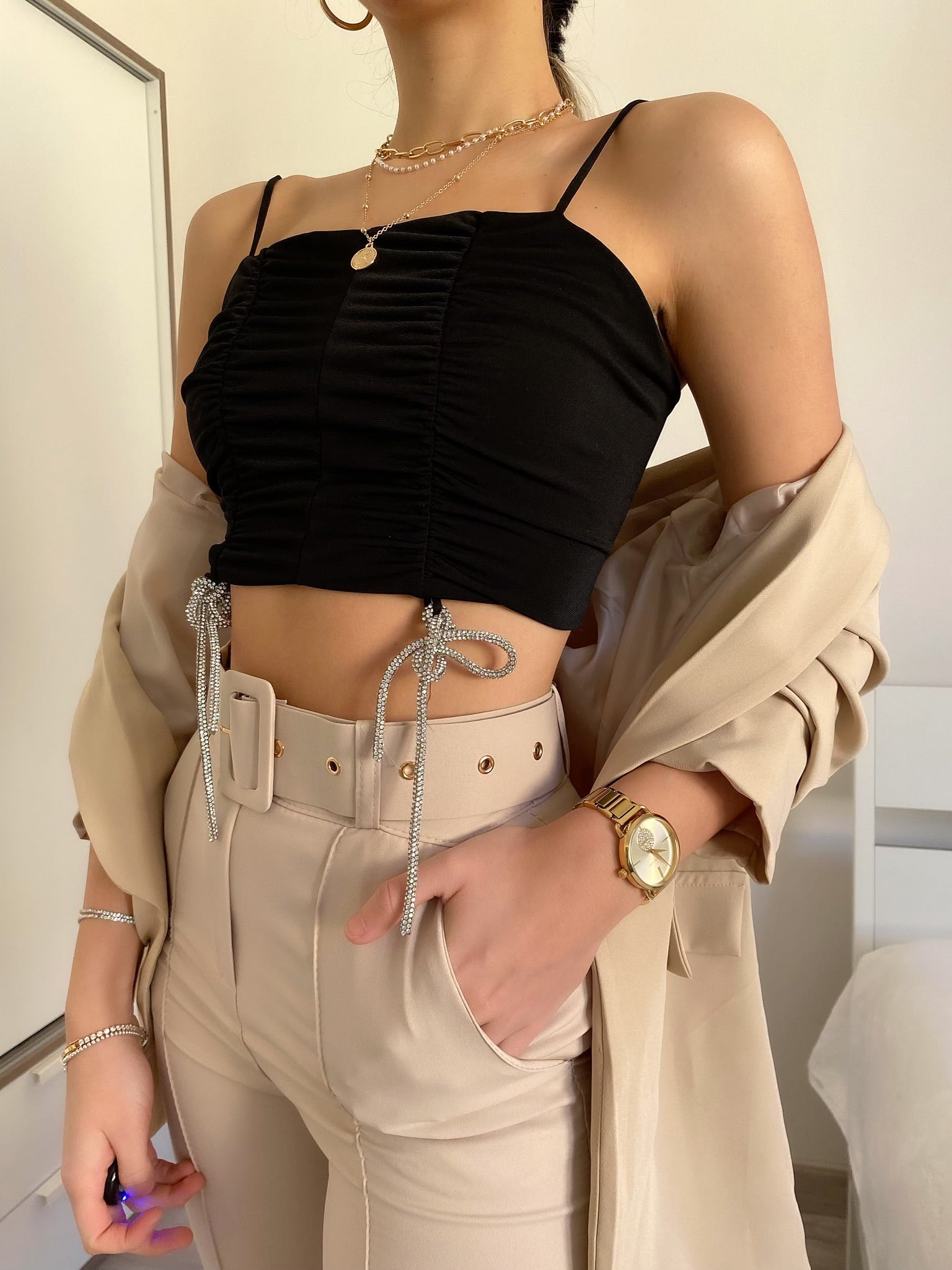 Top drappeggiato con fiocchetti - R.a. Boutique 