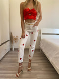 Jeans bianco cuori rossi - R.a. Boutique 