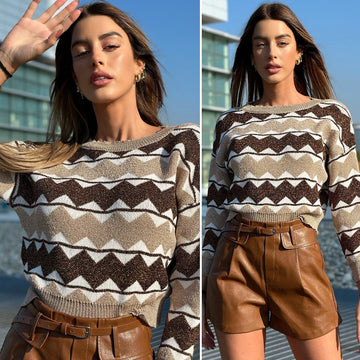 Maglione con rombi nude - R.a. Boutique 