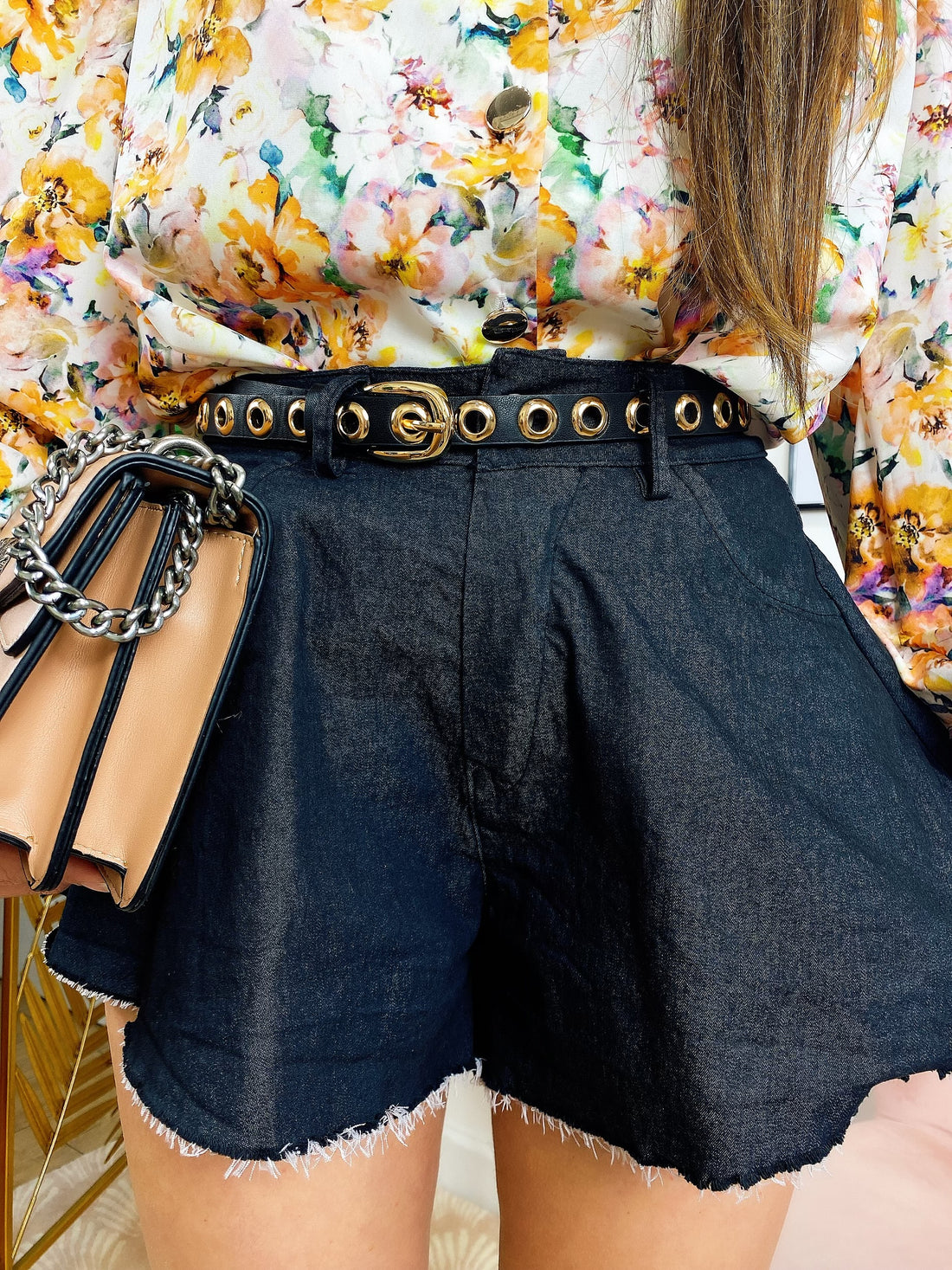 Short nero jeans ampio - R.a. Boutique 