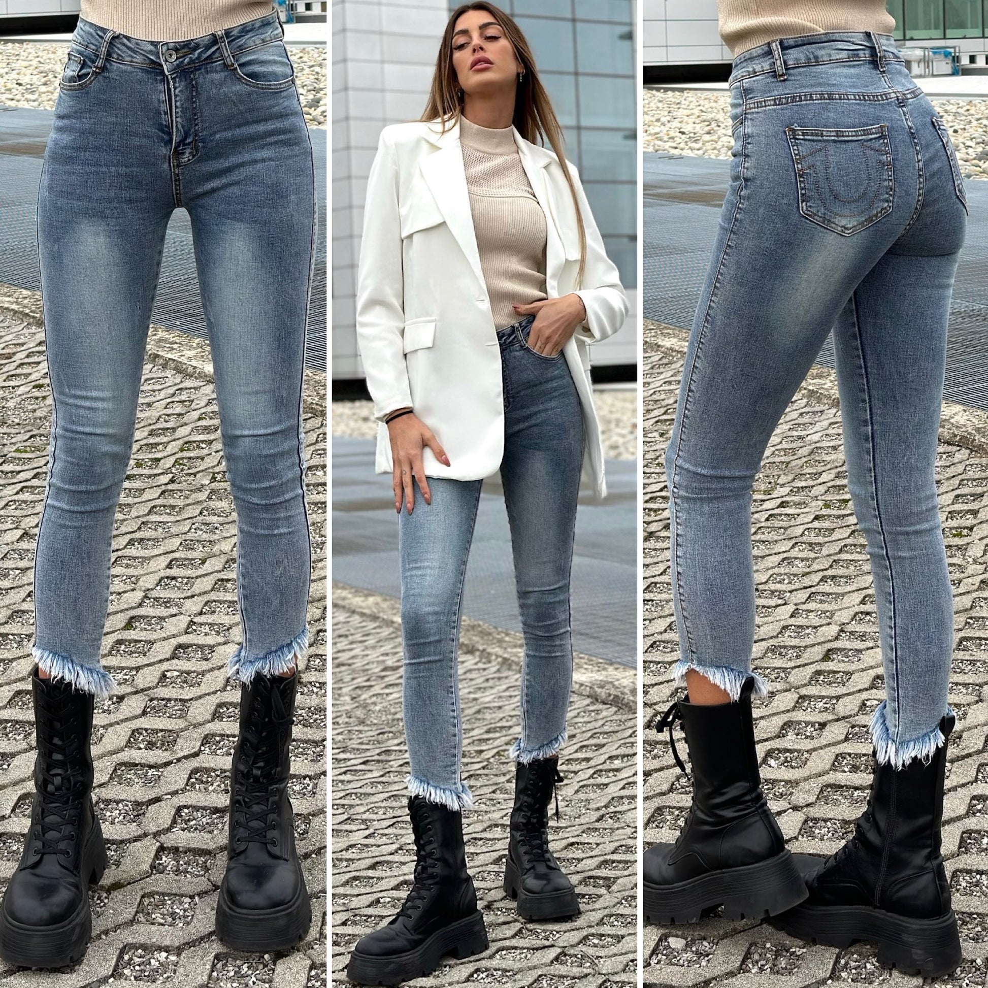 Jeans aderente sfrangiato sotto - R.a. Boutique 