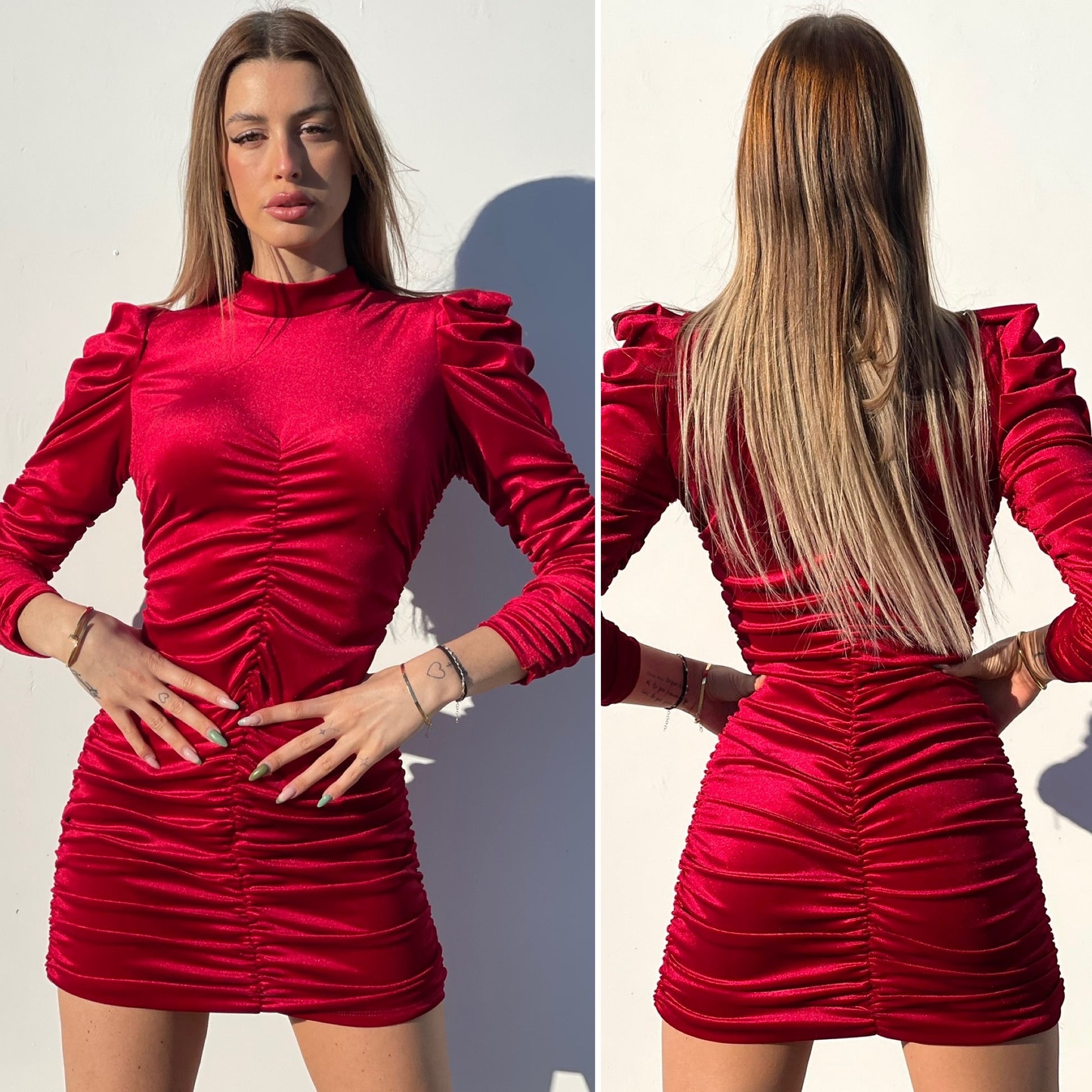 Abito in velluto aderente rosso - R.a. Boutique 