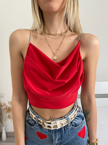 Top rosso schiena aperta con punto luce - R.a. Boutique 
