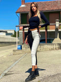 Pantalone black White con borchie - R.a. Boutique 