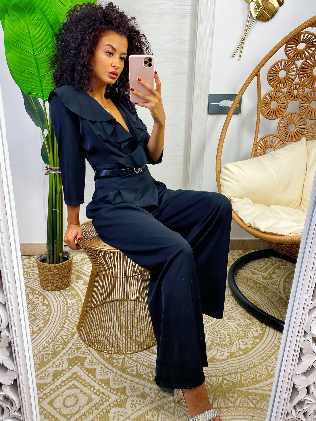 Tuta intera nera con cintura - R.a. Boutique 