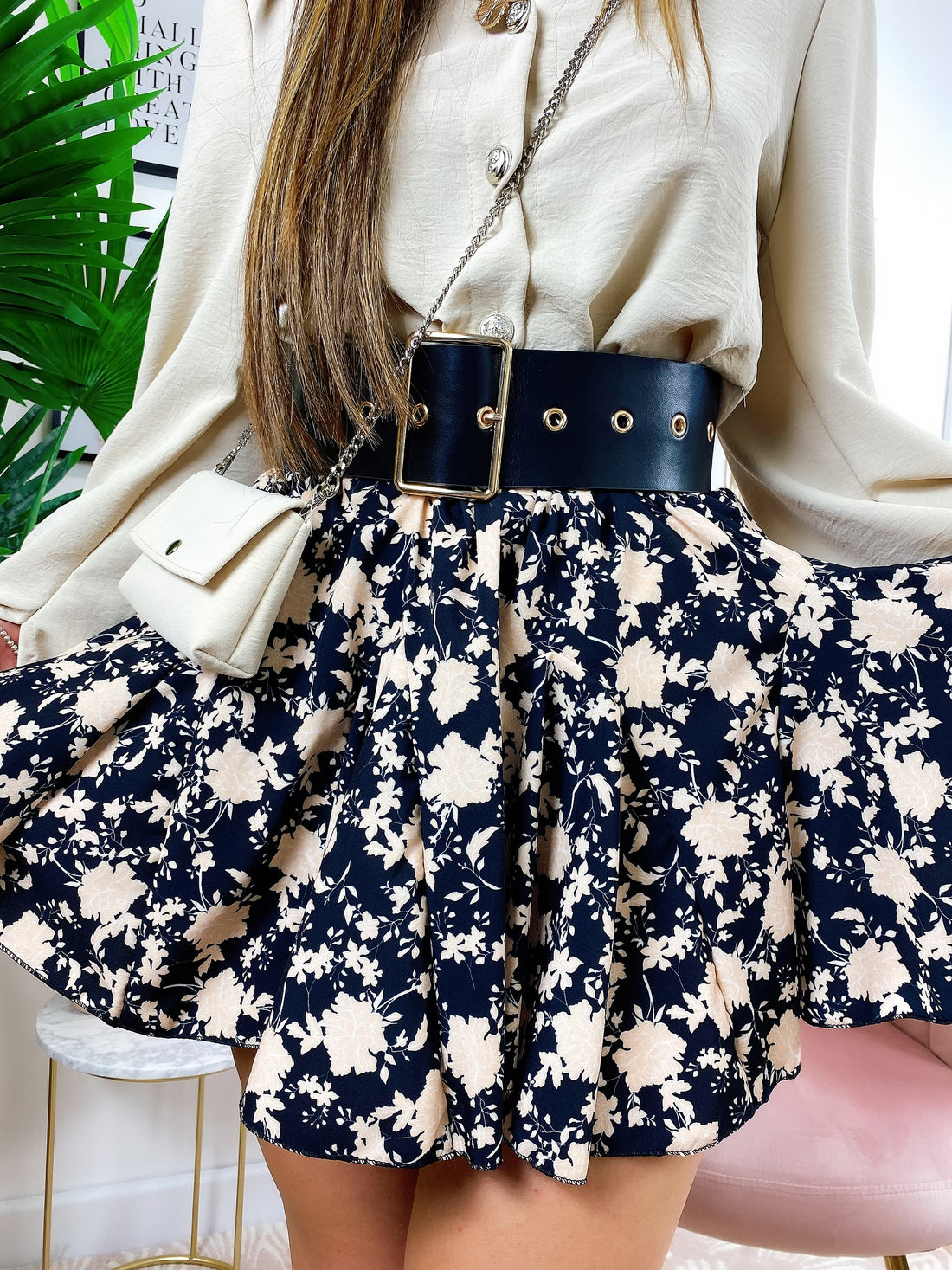 Gonna a fiorellini Beige - R.a. Boutique 