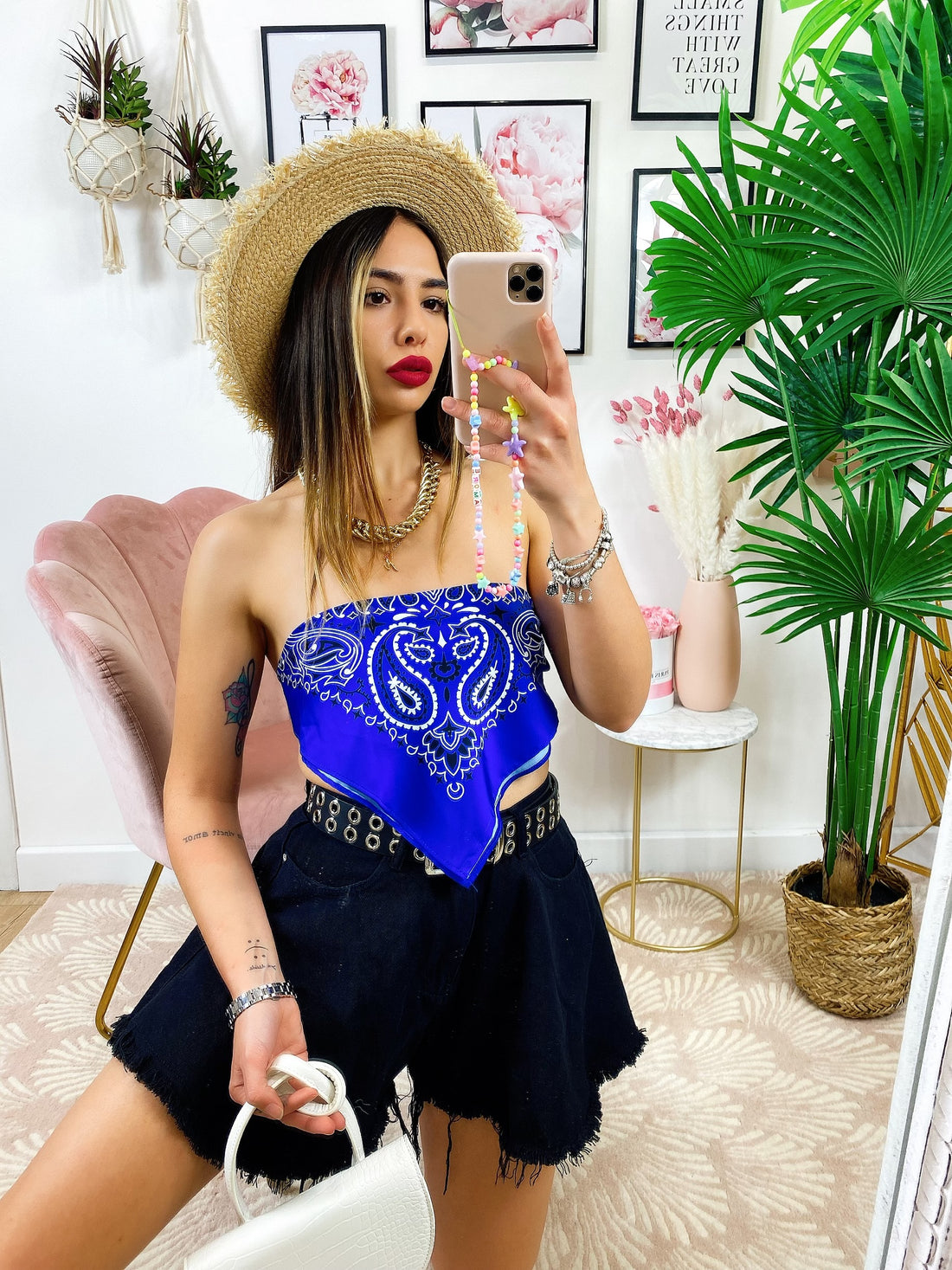 Top stampa bandana blu - R.a. Boutique 