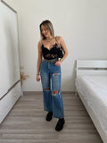 Jeans con strappi wide leg - R.a. Boutique 