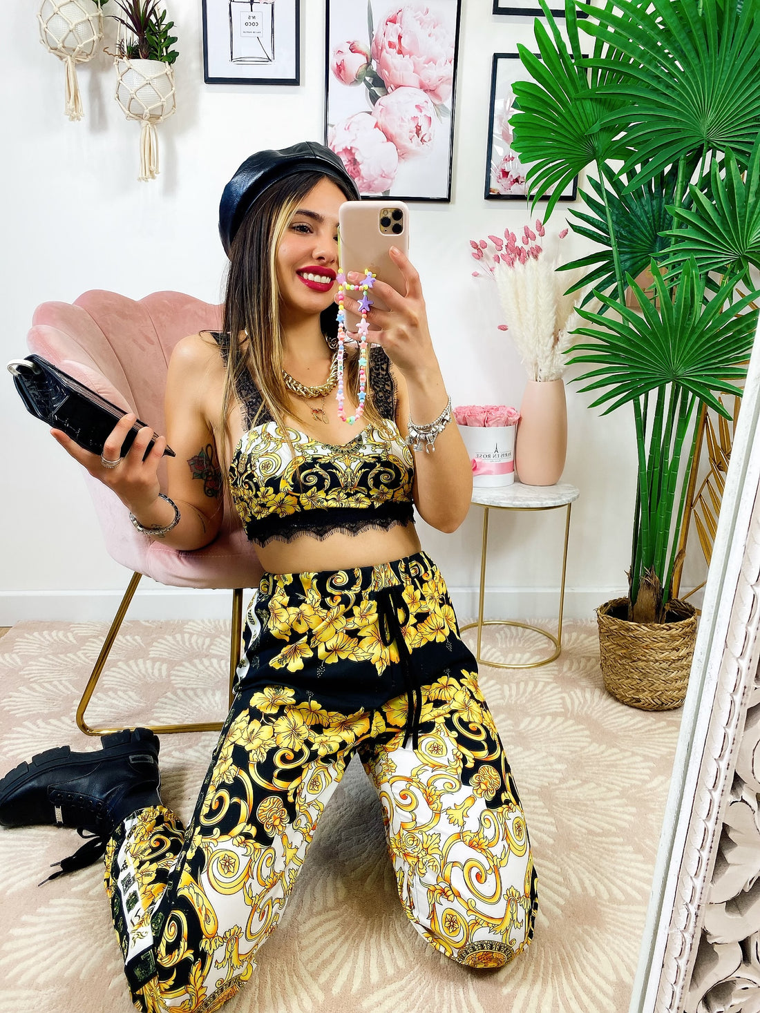 Completo Top e Pantalone etnico base Nera - R.a. Boutique 