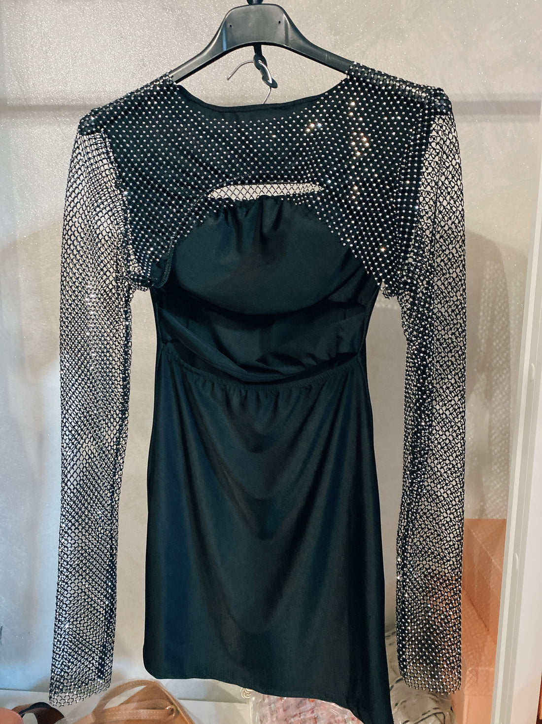 Abito nero con coprispalle in strass - R.a. Boutique 