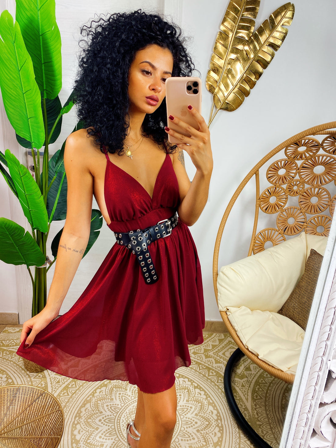 Abito a bretellina bordeaux - R.a. Boutique 