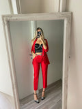 Completo giacca e pantalone strass rosso - R.a. Boutique 