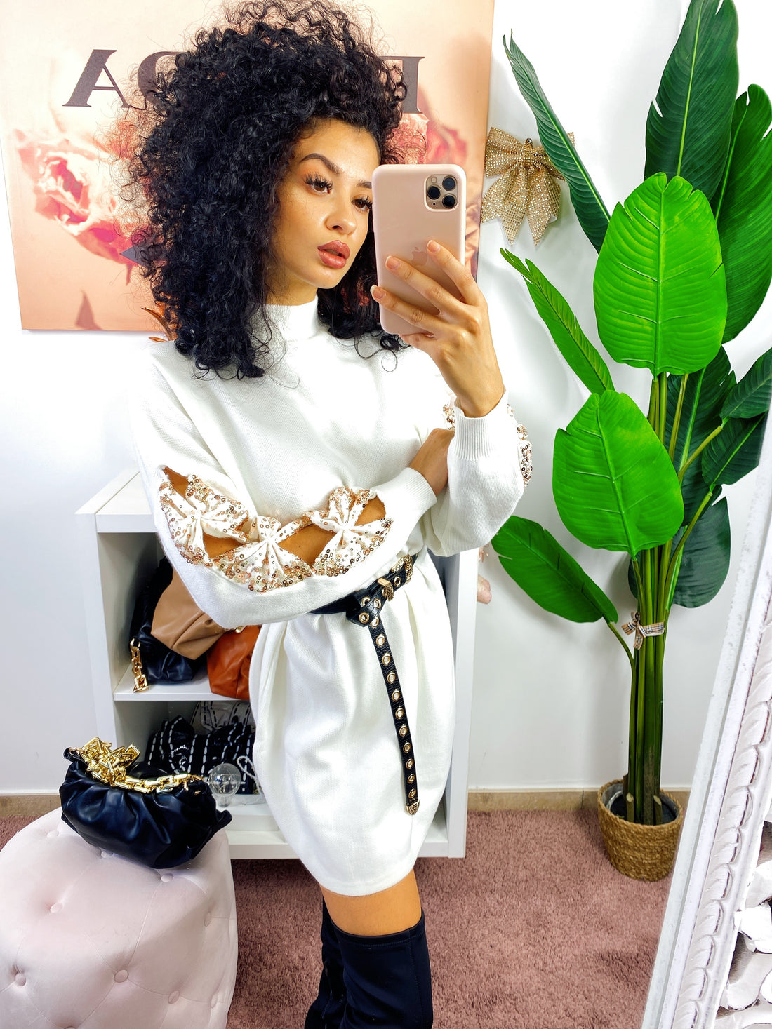 Abito in maglia con fiocchetti e paillettes - R.a. Boutique 