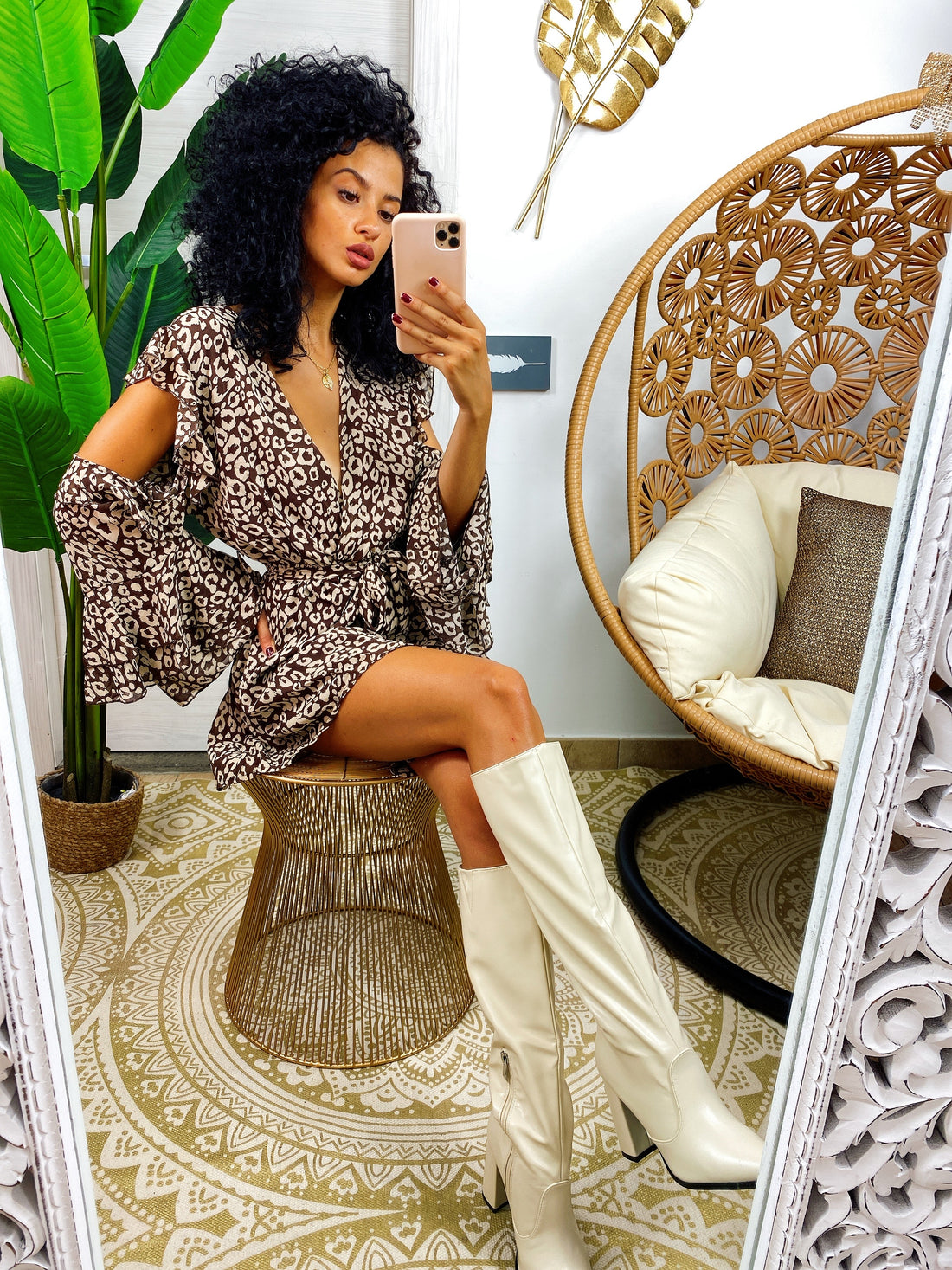 Abito beige e marrone spalle scoperte - R.a. Boutique 