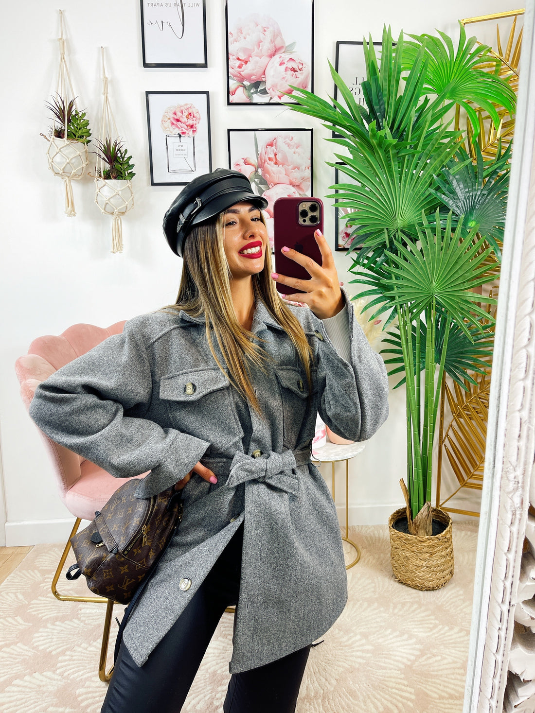 Giacca grigia in panno con cintura - R.a. Boutique 